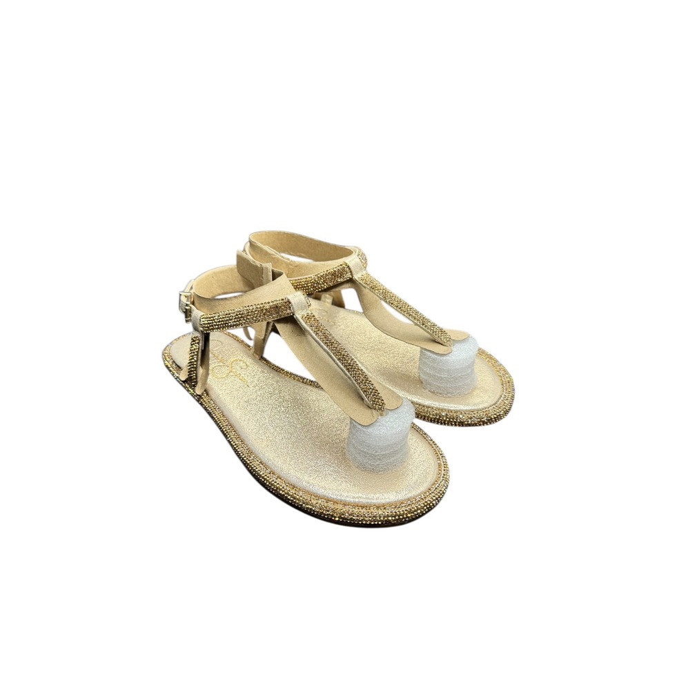 Jessica Simpson Gold Embellished T Strap‎ Thong Sandals - Size 5.5 M